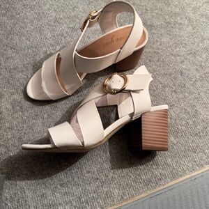 Chic Cream Block Heel Sandals